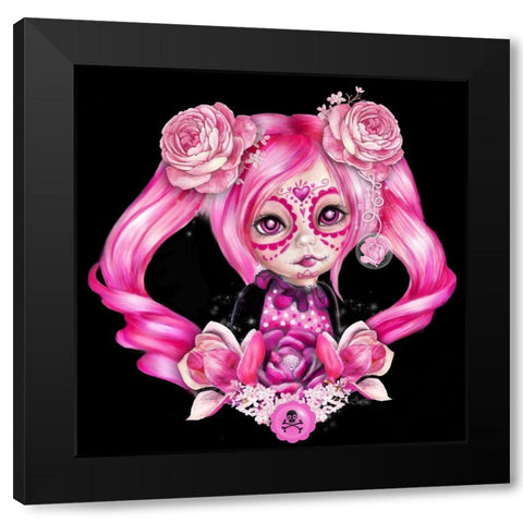 Sugar Sweeties - Hot Pink Black Modern Wood Framed Art Print with Double Matting by Sheena Pike Art