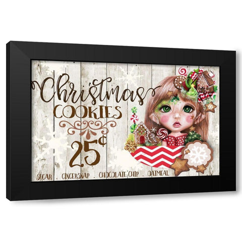 Christmas Cookies Sign - Ginger MunchkinZ Elf Black Modern Wood Framed Art Print with Double Matting by Sheena Pike Art
