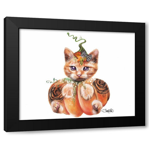 Jack O Kitty Black Modern Wood Framed Art Print with Double Matting by Sheena Pike Art