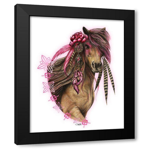 Magenta Warrior - T Shirt Design Black Modern Wood Framed Art Print with Double Matting by Sheena Pike Art