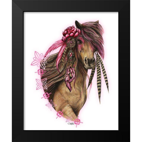 Magenta Warrior - T Shirt Design Black Modern Wood Framed Art Print by Sheena Pike Art
