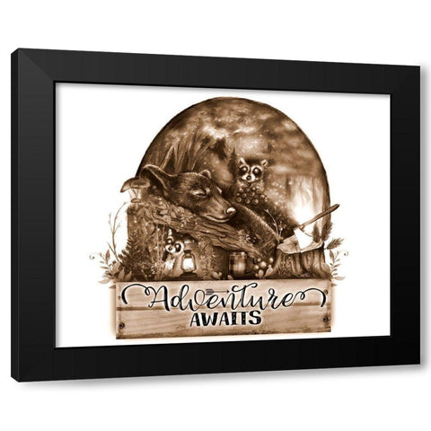 Adventure Awaits - Sepia Black Modern Wood Framed Art Print with Double Matting by Sheena Pike Art