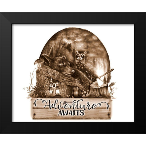 Adventure Awaits - Sepia Black Modern Wood Framed Art Print by Sheena Pike Art