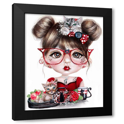 Cat Crazy Chloe - MunchkinZ Black Modern Wood Framed Art Print by Sheena Pike Art
