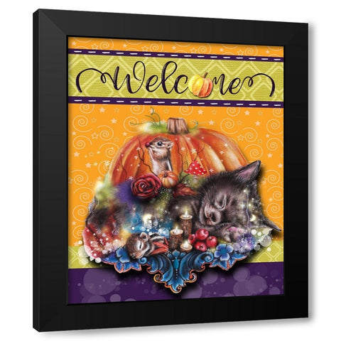 Dreaming of Autumn - Welcome Design Black Modern Wood Framed Art Print by Sheena Pike Art