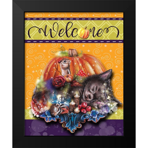 Dreaming of Autumn - Welcome Design Black Modern Wood Framed Art Print by Sheena Pike Art