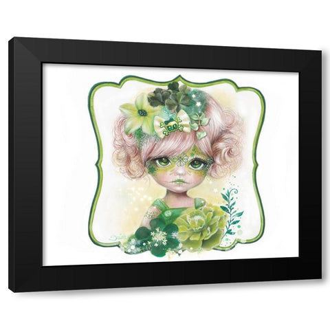 Sugar Sweeties - Green Clover Black Modern Wood Framed Art Print with Double Matting by Sheena Pike Art