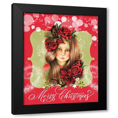Merry Pixie Blossom - Merry Christmas Black Modern Wood Framed Art Print by Sheena Pike Art