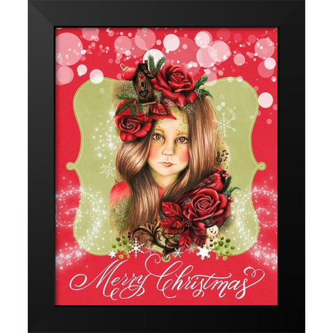 Merry Pixie Blossom - Merry Christmas Black Modern Wood Framed Art Print by Sheena Pike Art