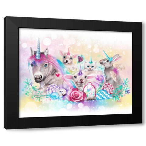 We All Just Want to be Unicorns Black Modern Wood Framed Art Print by Sheena Pike Art