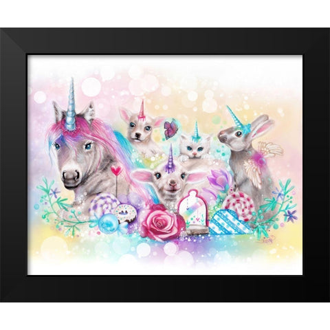 We All Just Want to be Unicorns Black Modern Wood Framed Art Print by Sheena Pike Art