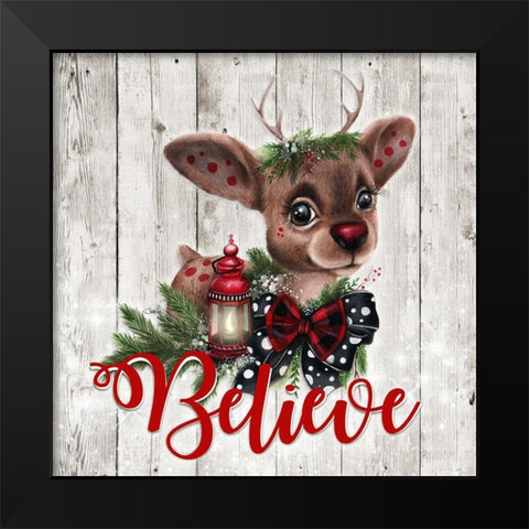 Rudolph - Wood Background Black Modern Wood Framed Art Print by Sheena Pike Art