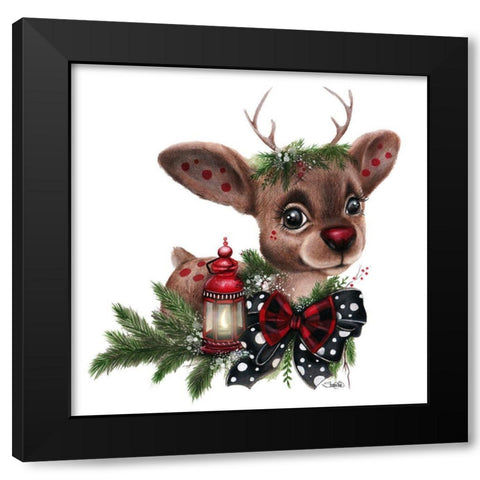 Rudolph Black Modern Wood Framed Art Print by Sheena Pike Art