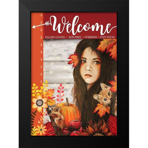 Autumn - Seasons Series - Sign Flag Design Black Modern Wood Framed Art Print by Sheena Pike Art