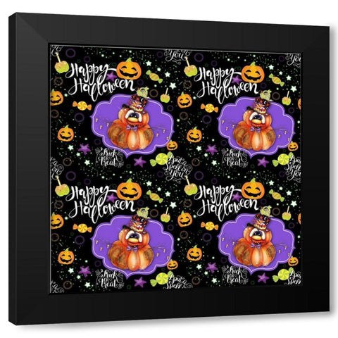 Jack O Man 3 - Halloween Pattern Black Modern Wood Framed Art Print by Sheena Pike Art
