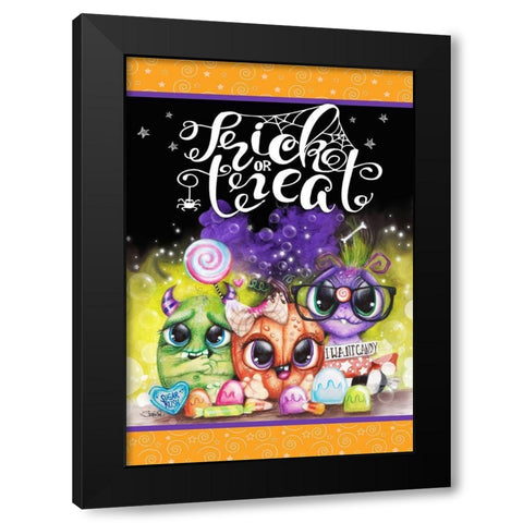 Lil Monsters - Halloween - Flag Design Black Modern Wood Framed Art Print by Sheena Pike Art