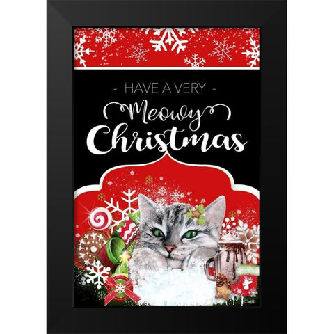 Have a Very Meowy Christmas - Flag Sign Black Modern Wood Framed Art Print by Sheena Pike Art