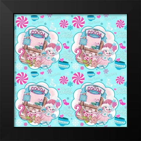 Santa Approved Cocoa - Snowman - Pattern Black Modern Wood Framed Art Print by Sheena Pike Art