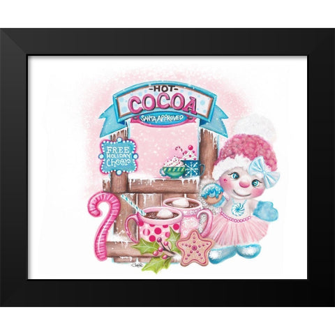 Santa Approved Cocoa - Snowman Black Modern Wood Framed Art Print by Sheena Pike Art