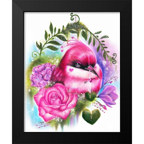 Be Mine - Love Birds Black Modern Wood Framed Art Print by Sheena Pike Art