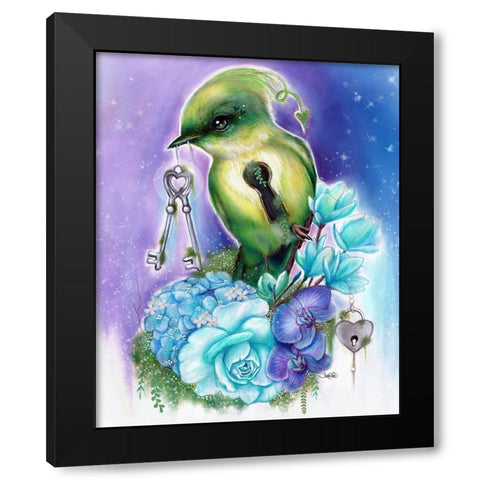 You Hold the Key Love Birds Collection Black Modern Wood Framed Art Print with Double Matting by Sheena Pike Art