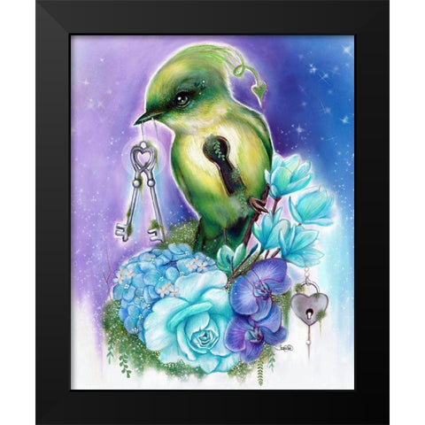 You Hold the Key Love Birds Collection Black Modern Wood Framed Art Print by Sheena Pike Art