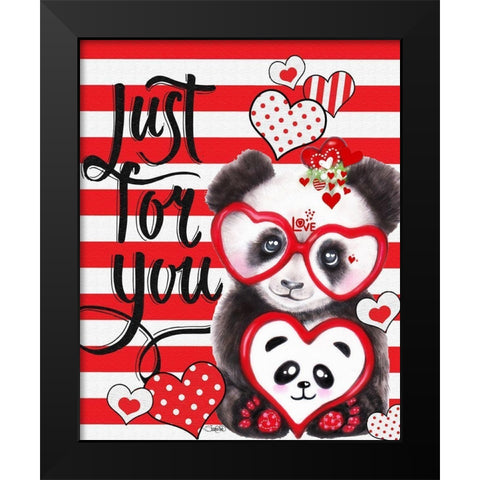 Panda Valentine Black Modern Wood Framed Art Print by Sheena Pike Art