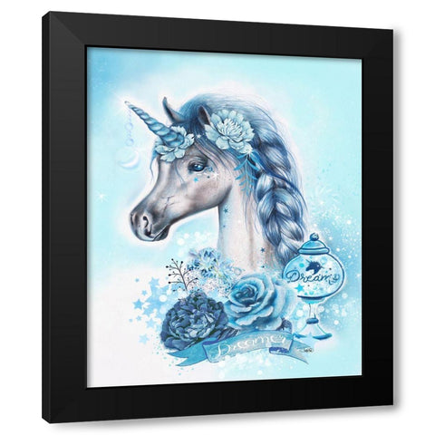 Dreamer Unicorn Black Modern Wood Framed Art Print by Sheena Pike Art