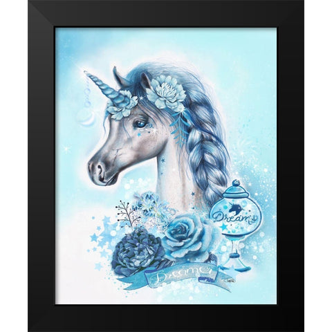 Dreamer Unicorn Black Modern Wood Framed Art Print by Sheena Pike Art
