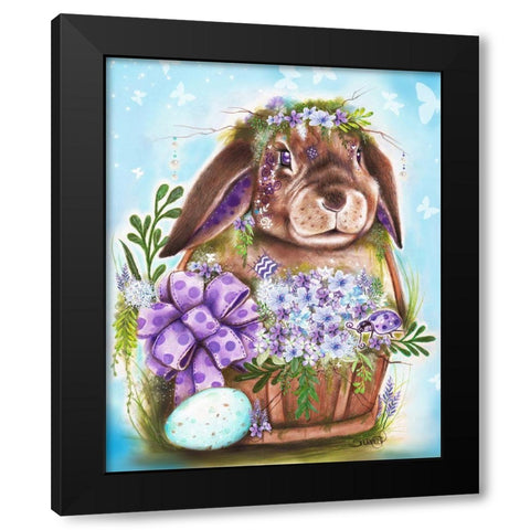 Spring Bunny Black Modern Wood Framed Art Print by Sheena Pike Art