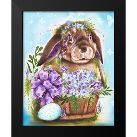 Spring Bunny Black Modern Wood Framed Art Print by Sheena Pike Art