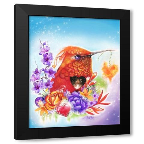 I Burn for You Love Birds Black Modern Wood Framed Art Print with Double Matting by Sheena Pike Art