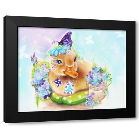 Spring Duckling Black Modern Wood Framed Art Print by Sheena Pike Art