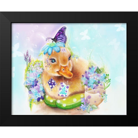 Spring Duckling Black Modern Wood Framed Art Print by Sheena Pike Art