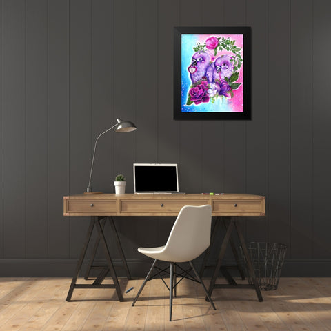 Still Together Love Birds Black Modern Wood Framed Art Print by Sheena Pike Art