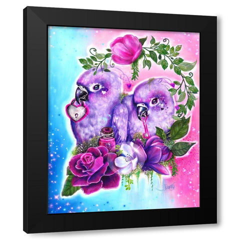 Still Together Love Birds Black Modern Wood Framed Art Print by Sheena Pike Art