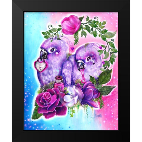 Still Together Love Birds Black Modern Wood Framed Art Print by Sheena Pike Art