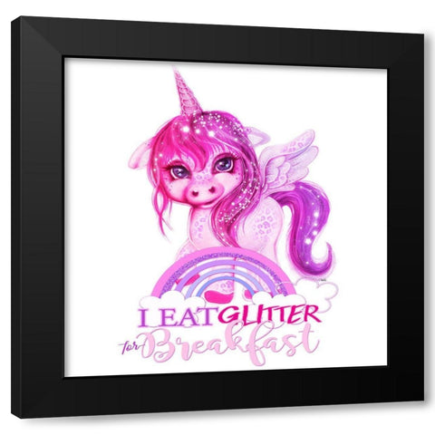 I Eat Glitter For Breakfast Black Modern Wood Framed Art Print with Double Matting by Sheena Pike Art
