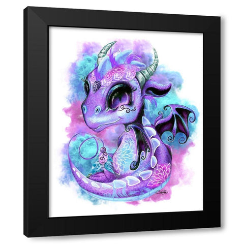 Lil DragonZ Element Series Wind Black Modern Wood Framed Art Print with Double Matting by Sheena Pike Art