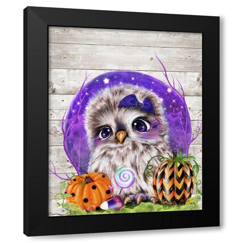 Sweet Halloween Owl Black Modern Wood Framed Art Print by Sheena Pike Art