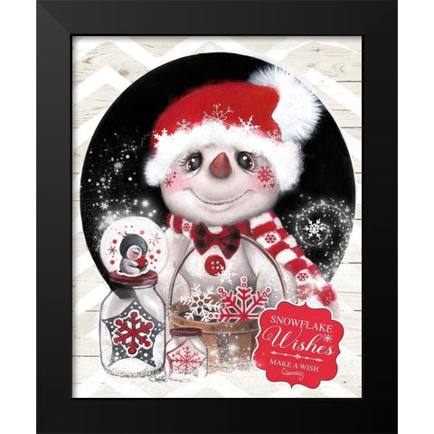 Snowflake Wishes Black Modern Wood Framed Art Print by Sheena Pike Art