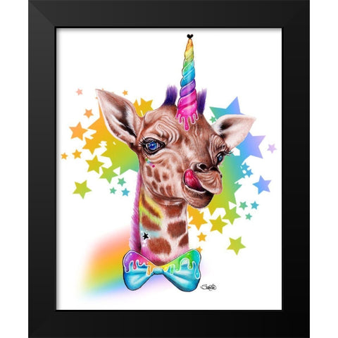 GiraffiCorn Black Modern Wood Framed Art Print by Sheena Pike Art