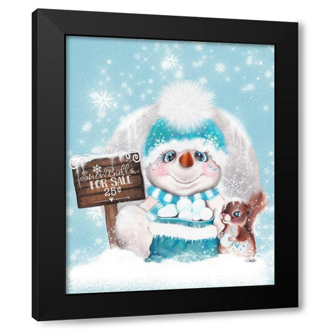 Snowballs for sale Snowman Black Modern Wood Framed Art Print with Double Matting by Sheena Pike Art