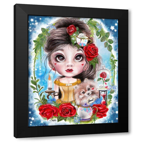 A Beauty and her Beast  Black Modern Wood Framed Art Print by Sheena Pike Art