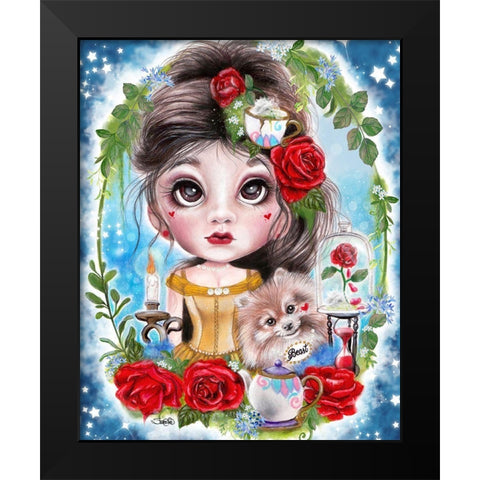 A Beauty and her Beast  Black Modern Wood Framed Art Print by Sheena Pike Art