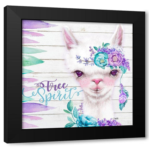Boho Llama Free Spirit Black Modern Wood Framed Art Print by Sheena Pike Art