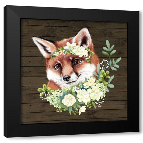 Farmhouse Fox Black Modern Wood Framed Art Print with Double Matting by Sheena Pike Art