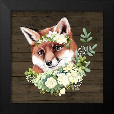 Farmhouse Fox Black Modern Wood Framed Art Print by Sheena Pike Art