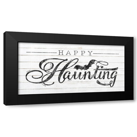 Happy Haunting White Wood Black Modern Wood Framed Art Print with Double Matting by Sheena Pike Art
