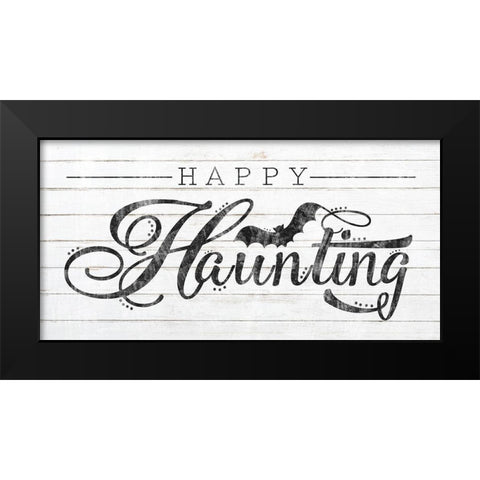 Happy Haunting White Wood Black Modern Wood Framed Art Print by Sheena Pike Art